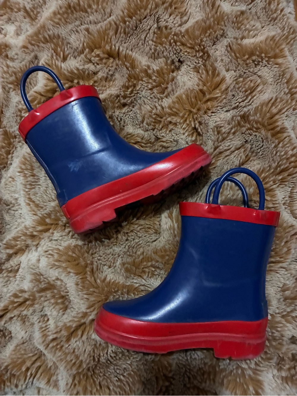 Kids Waterproof Rain Boots - Blue & Red